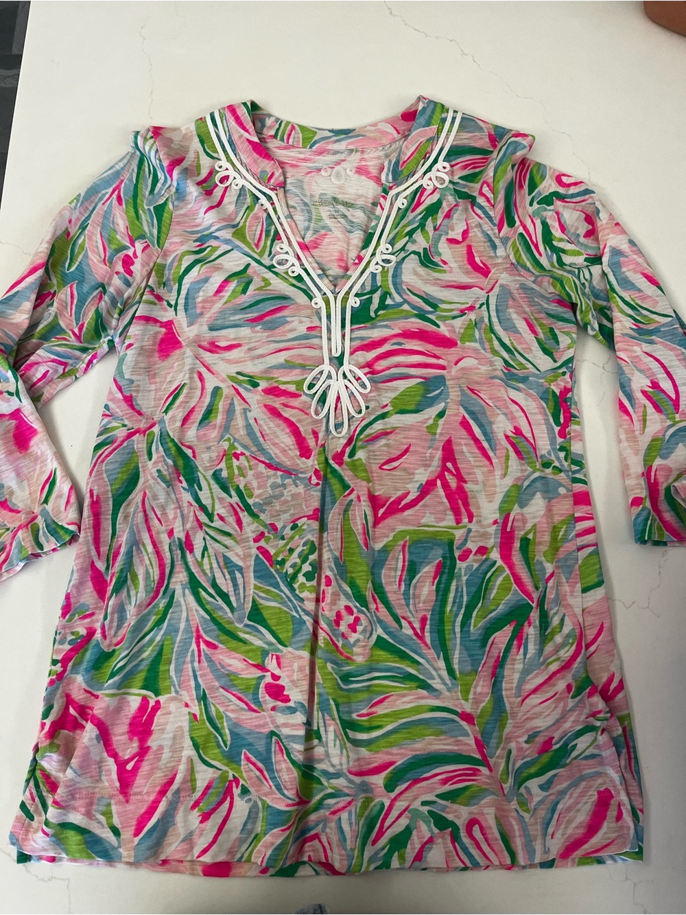 Women’s Lilly Pulitzer Pink Tropical V-Neck Tunic Top